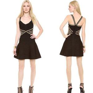 HERVE LEGER Women's Ayia Studded Mini Dress Size XS in Black